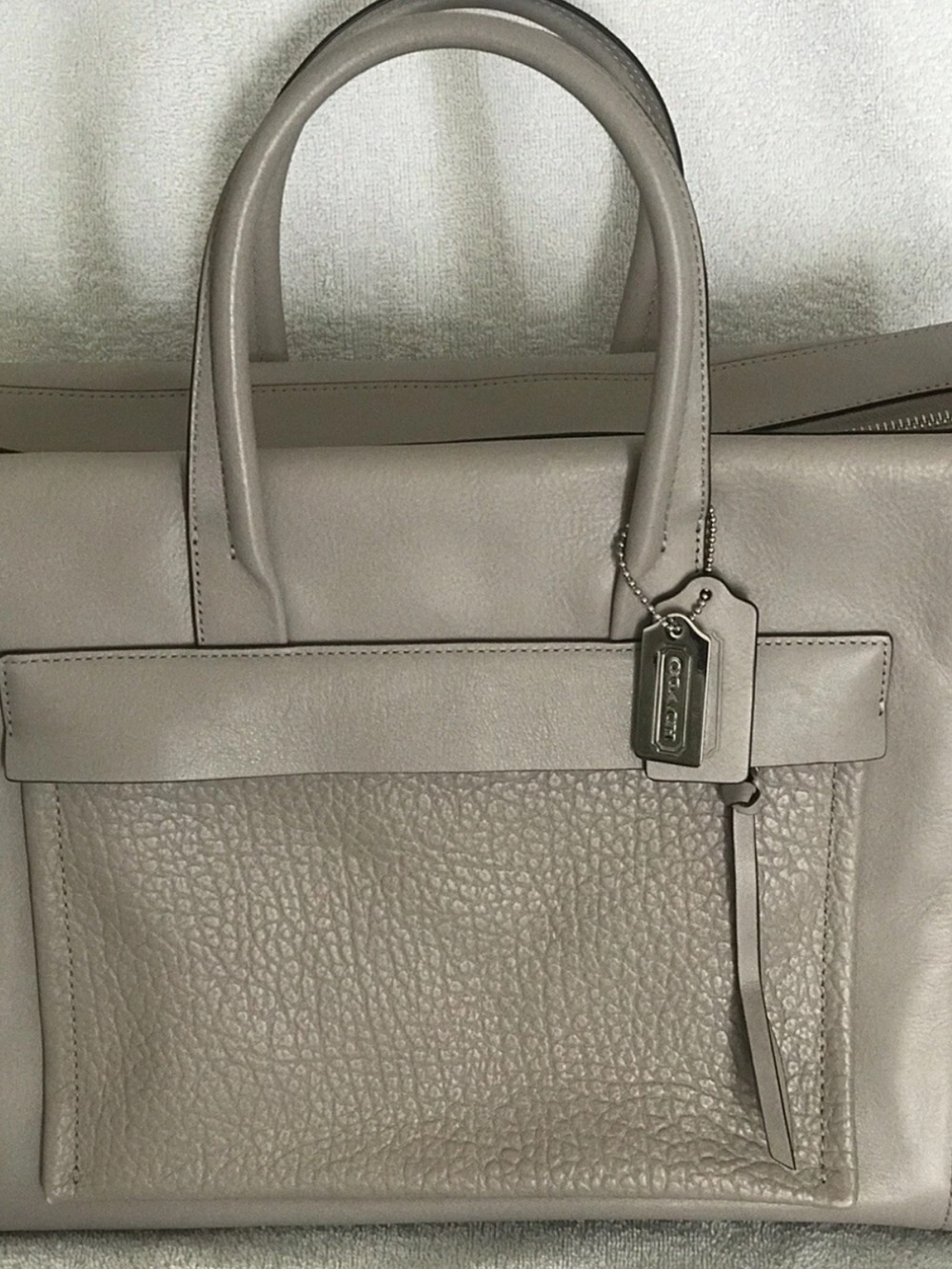 Coach Bleecker Riley Birch Gray Leather Carryall Tote Bag 27927 NWT